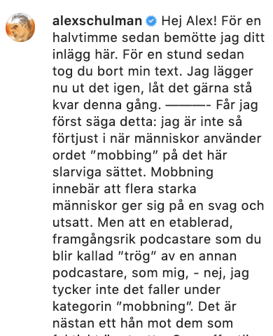 Alex Schulman kommentar Alex Schulman kommentar